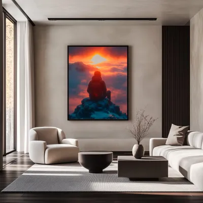 Quadro Farol à Noite com Luz Acesa Retangular Paisagem
